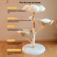 Arbre à chat de Style moderne de luxe bambou naturel rotin Sisal durable chat griffoir feuille de palmier armure chat maison fleur bois