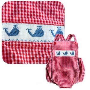 Tutina Estiva a Maniche Corte <span class=keywords><strong>per</strong></span> Bambini in Cotone con Ricamo Smock a Mano, Design Coniglietto Pasquale e Colletto Morbido - Product Image 2