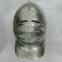 Réplique de casque de tournoi de chevalier en armure fermée, acier poli de calibre 18, traditionnel