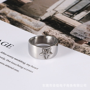 Smooth Wide Plate Five Pointed Star Titanium Steel <b>Ring</b> Men's Fashion Jewelry Gift SA983 - Product Image 4