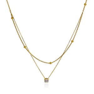 Nuevo Diseño 2025: Collar de Cadena para Niña de Acero Inoxidable con Baño de Oro de 18K, Colgante de Zirconia PVD Antideslustre con Engaste de Garra, Venta al por Mayor - Product Image 1