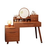 Table de toilette moderne et simple de style chinois classique avec miroir intégré et armoire de rangement multifonctionnelle en panneau de bois