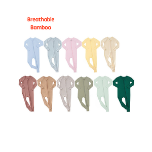 Combinaison en bambou tricotée pour nouveau-né, OEM ODM, respirante, manches longues, fermeture éclair, <span class=keywords><strong>pyjama</strong></span> de printemps - Product Image 6