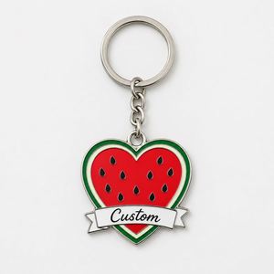 Porte-clés personnalisés en métal de haute qualité en forme de pastèque pour la promotion estivale des fruits, vente en gros - Product Image 2