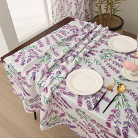Nappe rectangulaire de Provence, nappe en tissu résistant aux plis imprimé de style campagnard lavande pour la décoration intérieure et extérieure