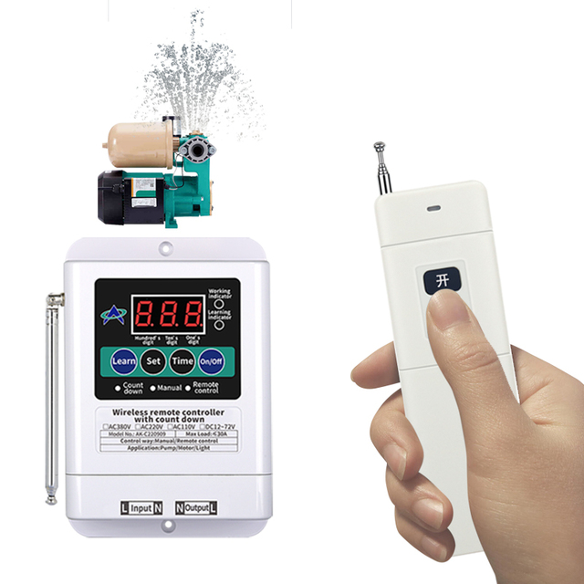 1CH RF Water Pump Delay Mode Water Proof IP64 433 MHz Remote Control Switch Transmitter and Receiver