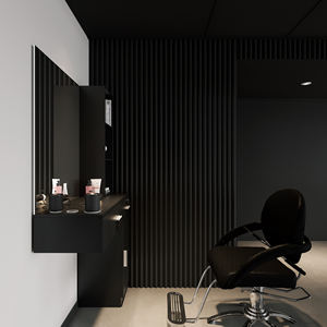 Gabinete de barbero de pintura negra de madera de diseño de tienda de peluquería personalizado - Product Image 2