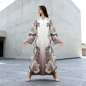 Robe Abaya élégante en polyester imprimé de haute qualité, sur mesure pour les occasions spéciales, pour femmes musulmanes, fabricant en gros - Product Image 3