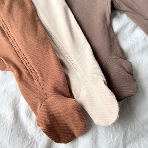 Детский трикотажный комбинезон-слип из 95% хлопка и 5% спандекса, мягкий, в рубчик, с длинными рукавами, с повязкой на голову с бантом - Product Image 6