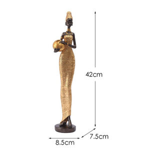 Figurina dall'africa resina Vintage statua nera donna tribale signora scultura Desktop decorazione per la casa decorazione interna della casa - Product Image 5