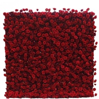Panneau mural de fleurs artificielles 3D en soie rose rouge, toile de fond décorative enroulable pour mariage, fournisseur