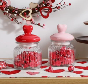 Pot <span class=keywords><strong>en</strong></span> <span class=keywords><strong>verre</strong></span> pour la Saint-Valentin avec couvercle <span class=keywords><strong>en</strong></span> céramique <span class=keywords><strong>en</strong></span> forme de cœur rose, pour bonbons, biscuits et <span class=keywords><strong>en</strong></span>-cas - Product Image 3