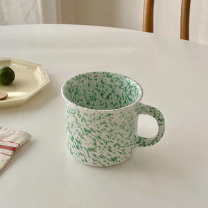 Cangkir kopi berbintik-bintik cat kustom isolasi termal tinggi hadiah bisnis porselen percikan tinta Enamel Mug api unggun - Product Image 6