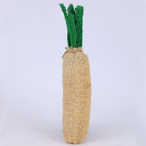 Zenidoo Factory Supply Jouet à mâcher naturel en loofah pour perroquets et lapins, en forme de carotte, jouet à mâcher couineur pour la dentition et le nettoyage des dents, étanche, jouet pour le foie - Product Image 2