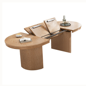 <span class=keywords><strong>Tavolo</strong></span> <span class=keywords><strong>da</strong></span> Pranzo Allungabile Convertibile in Stile Nordico <span class=keywords><strong>con</strong></span> Bordo in Legno Massello di Quercia, <span class=keywords><strong>Panca</strong></span> Pieghevole per Appartamento e Arredamento Casa - Product Image 2