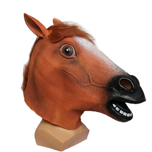 Máscara de cabeza de caballo, disfraz de animal de látex, talla única, para Halloween, accesorios para fiestas de cosplay - Product Image 5