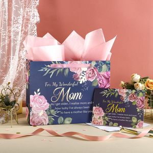 Personnalisez un sac cadeau luxueux pour la fête des mères avec un design floral élégant et des détails dorés pour ma merveilleuse maman - Product Image 3