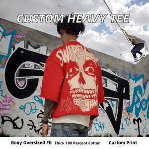 เสื้อยืดโอเวอร์ไซส์ทรงบ็อกซี่ ตัดสั้น ผ้าฝรั่งเศสเทอร์รี่ 100% คอตตอน หนานุ่ม สไตล์สตรีท  รักษ์โลก  รับผลิตตามแบบ OEM  ไม่เสียภาษี  พิมพ์ลายสำหรับผู้ชาย - Product Image 2