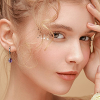 Boucles d'oreilles tendance en acier inoxydable et zircon pour femme, vente en gros et au détail, cadeau de fête, accessoires de bijoux de mode pour femme, offre spéciale