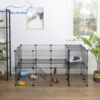 Vente flash Cage pour animaux de compagnie en métal DIY, chenil pour chien et chat, enclos détachable pour animaux de compagnie en fer, parc pour animaux de compagnie