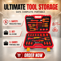 Ensemble d'outils isolés professionnels certifiés VDE GS 1000V, comprenant 25 tournevis isolés et une clé à cliquet isolée avec douilles métriques