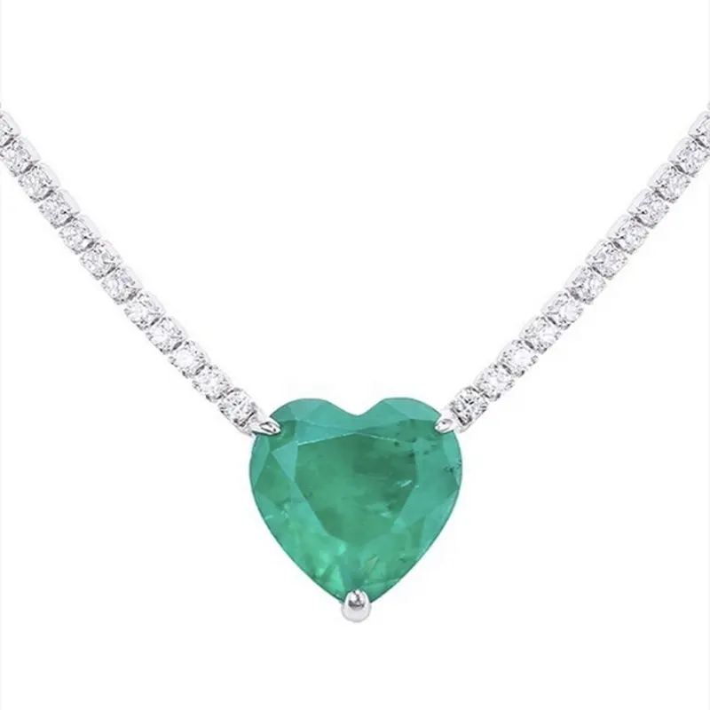 Pietre collana gioielli Cubic Zirconia carbonio Paraiba smeraldo donne borsa regalo 925 Sterling Silver intera pietra catena zircone unico