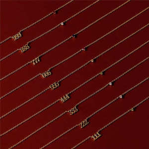 สร้อยคอเลข 222 สแตนเลส 316L ชุบทอง 14k 18k PVD สำหรับผู้หญิง ขายส่ง - Product Image 1