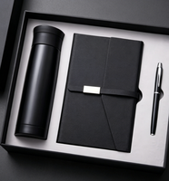 Vente en gros d'ensembles cadeaux de bouteilles de cahiers en cuir d'entreprise personnalisables de luxe A5 agenda carnet de notes réunion bloc-notes boîte-cadeau avec stylo