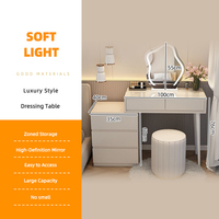 Nouvelle Arrivée Commode Moderne de Chambre avec Miroir, Coiffeuse Luxe en Bois avec Tiroirs de Rangement, Meuble Multifonctionnel