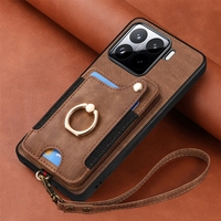 Porte-anneau fentes pour cartes coque de téléphone avec corde pour Xiaomi 15/15 Pro/13T, pour Redmi Note12 Turbo/Mi Poco F5 5G housse portefeuille