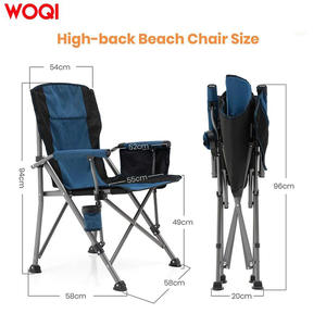เก้าอี้พับสำหรับตั้งแคมป์กลางแจ้ง Woqi สีฟ้าทะเล ผ้า Oxford น้ำหนักเบา พกพาสะดวก เก้าอี้สนามสำหรับ 2 คน - Product Image 3