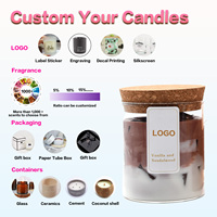 Bougie pilier artisanale en cire de soja avec logo personnalisé, senteur matcha glacé et café glacé, végétalienne, vente en gros