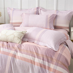 ชุดเครื่องนอนผ้าฝ้ายแท้ 100% ลายทาง ดูโอเซียงเม่ยเมี่ยนคัง 133x72 เส้นด้าย ย้อมสีแบบ Reactive สำหรับใช้ในบ้าน แบบผ้าปูที่นอน - Product Image 3