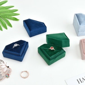Wholesale Custom Logo Luxury Diamond Shape Velvet Ring <b>Gift</b> <b>Box</b> Necklace Earring Ring Packaging Jewelry <b>Box</b> - Product Image 2