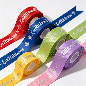 Various Patterns Silver Foil Hot Stamped Logo Grosgrain <b>Ribbon</b> Multiple Solid Color Polyester Decorative <b>Ribbon</b> Bulk Rolls - Product Image 4