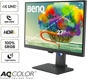 Ben-Q PD2700U 4K UHD IPS de <span class=keywords><strong>27</strong></span> <span class=keywords><strong>pulgadas</strong></span>, Monitor de ordenador calibrado de fábrica para diseñadores, gran oferta - Product Image 1