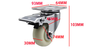 3 Zoll Verriegelung brems rollen 360 Schwenk kugellager Langlebig für Möbel Einkaufs wagen Schränke Tables-80kg Last Leise PP - Product Image 5