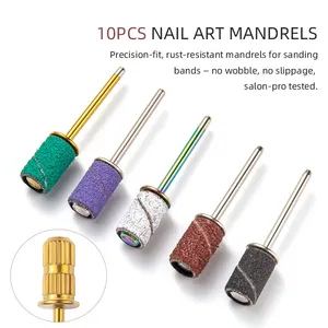 10pcs Nail Art Mandrel <b>Bits</b> 3/32" Shank Sanding Band <b>Drill</b> <b>Bits</b> for Nail <b>Drill</b> Manicure Tools Pedicure Nail <b>Drill</b> Accessories - Product Image 2