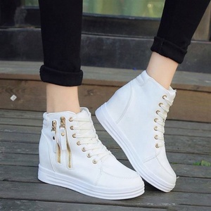 New Inner Height Increase Women's <strong>Round</strong> <strong>Toe</strong> Thick Bottom High-top Lace up Casual Sports <strong>Shoes</strong> Factory Wholesale - Product Image 4