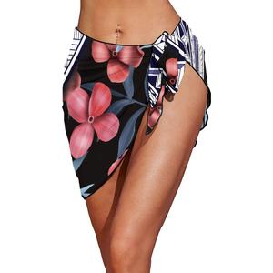 <span class=keywords><strong>Pareo</strong></span> de Playa con Estampado de Hibisco Morado y <span class=keywords><strong>Negro</strong></span>, Estilo Tribal Polinesio, Falda de Gasa para la Playa, Traje de Baño Personalizado para Mujer - Product Image 5