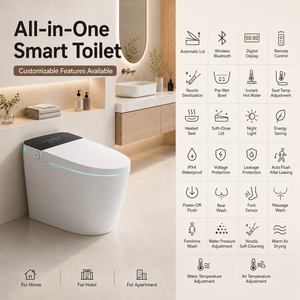 Toilette intelligente monobloc entièrement automatique avec chauffage instantané du siège, bidet en céramique à poser au sol pour usage domestique 0011 - Product Image 4