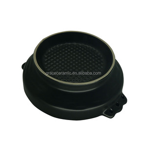 Bol en céramique classique <span class=keywords><strong>noir</strong></span> <span class=keywords><strong>mat</strong></span> pour plats traditionnels éthiopiens Tabia et Shekla, plat à viande éthiopien pour KITFO - Product Image 6
