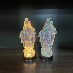 Estatuas <span class=keywords><strong>religiosas</strong></span> de resina promocionales de fábrica, luz LED de Jesús y La Virgen María, artículos religiosos católicos - Product Image 5
