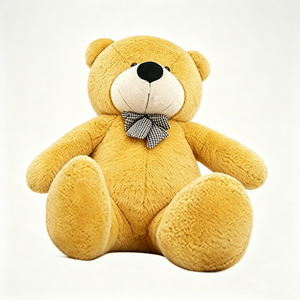Customized Yellow Teddy <b>Bear</b> Plush - Soft Fluffy Stuffed Animal with Checkered Bow, <b>Cute</b> Classic Toy for Kids & Nursery - Product Image 4