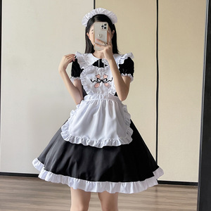 Maid Costume Embroidered Black Polyester Stage Performance Cosplay Outfit Game Anime Role Playing Spring 2022 - Product Image 5
