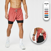 Shorts de sport pour homme à taille élastique, double couche 2-en-1, design fendu avec poche intérieure, séchage rapide