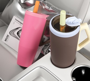 Home-Office Doppelwandiger Isolierter Reisebecher mit Griff Edelstahl-Trinkbecher Pulverbeschichtet für Lasergravur - Product Image 6