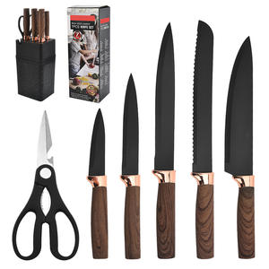 Ensemble de 7 pièces en acier inoxydable : Stérilisateur de couteaux intelligent, support, coffret cadeau, ciseaux de cuisine, hachoir de <span class=keywords><strong>chef</strong></span>, écologique, jetable, noir - Product Image 4