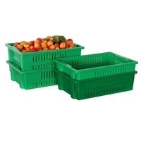Caisses empilables et emboîtables en plastique robuste ventilées pour usage commercial en gros, pour le stockage des fruits et légumes