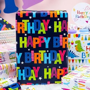 Papel de regalo de papel estucado con diseño de dinosaurios coloridos y lindos para cumpleaños infantiles - Product Image 4